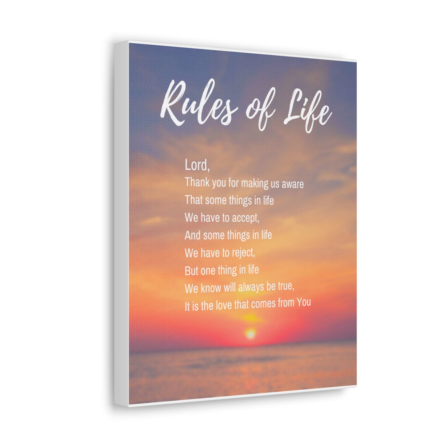 Rules of Life Poem: Canvas Gallery Wraps