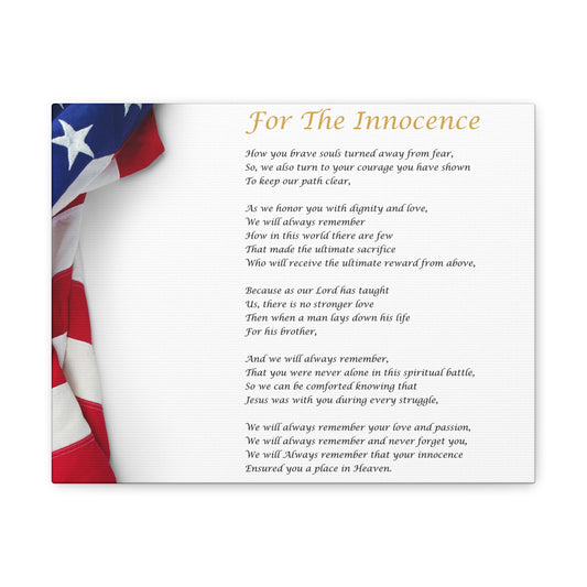 "For The Innocence" + White Background: Canvas Gallery Wrap