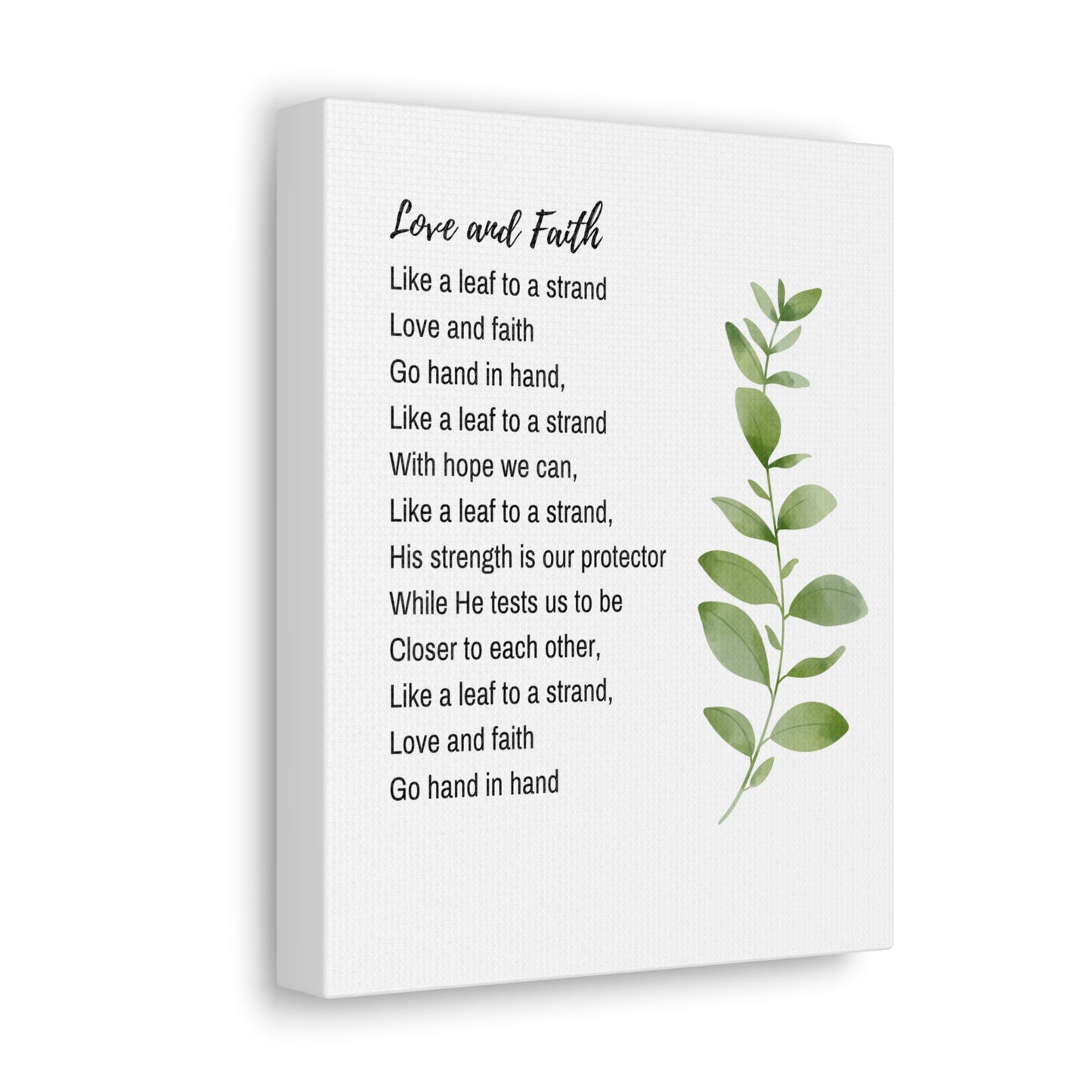 Love and Faith Poem: Canvas Gallery Wraps