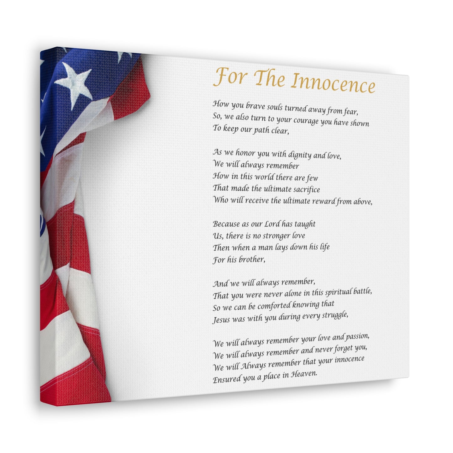 "For The Innocence" + White Background: Canvas Gallery Wrap