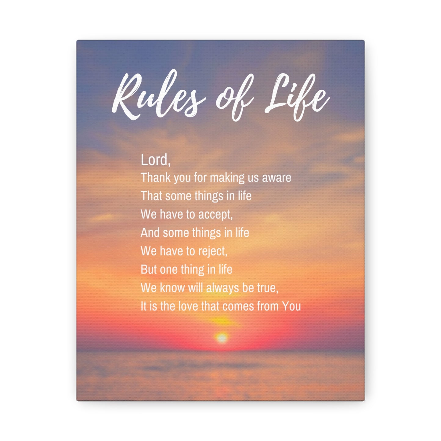 Rules of Life Poem: Canvas Gallery Wraps