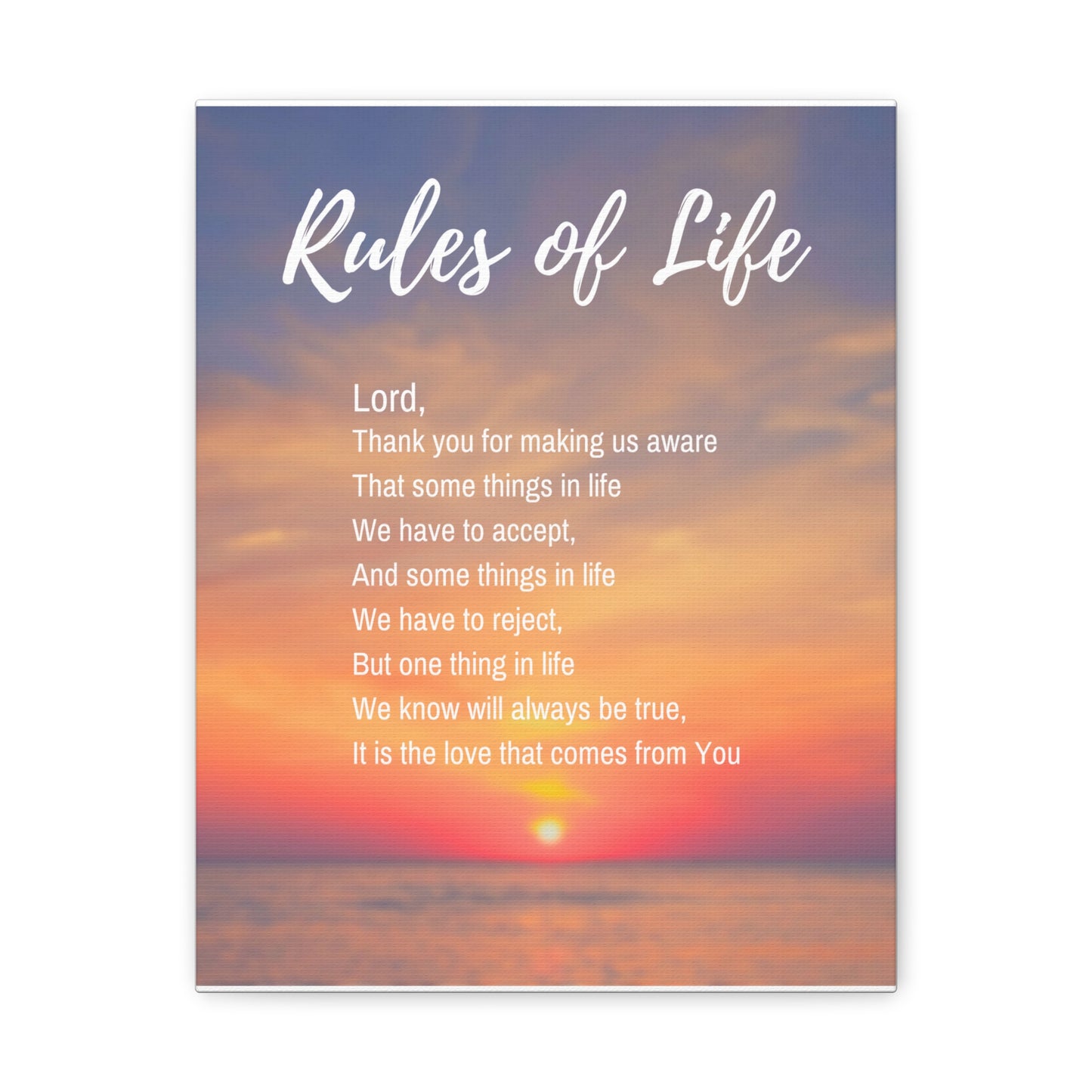 Rules of Life Poem: Canvas Gallery Wraps