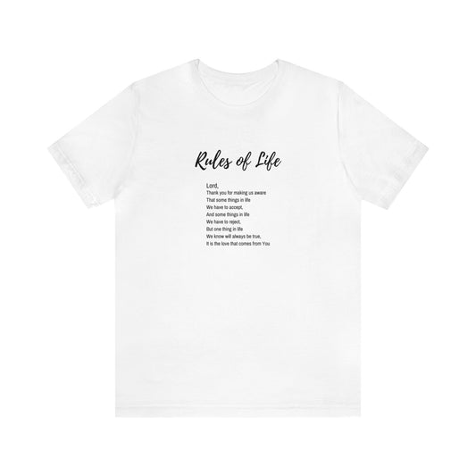 Rules of Life Poem (black and white): Unisex Jersey Short Sleeve Tee